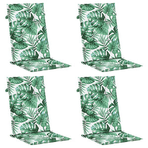 Stolsdynor för stolar med hög rygg 4 st bladmönster tyg