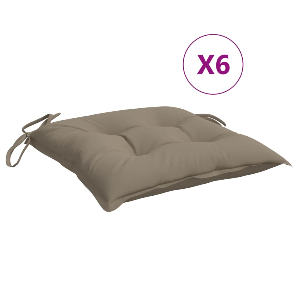 Stolsdynor 6 st taupe 40x40x7 cm oxfordtyg