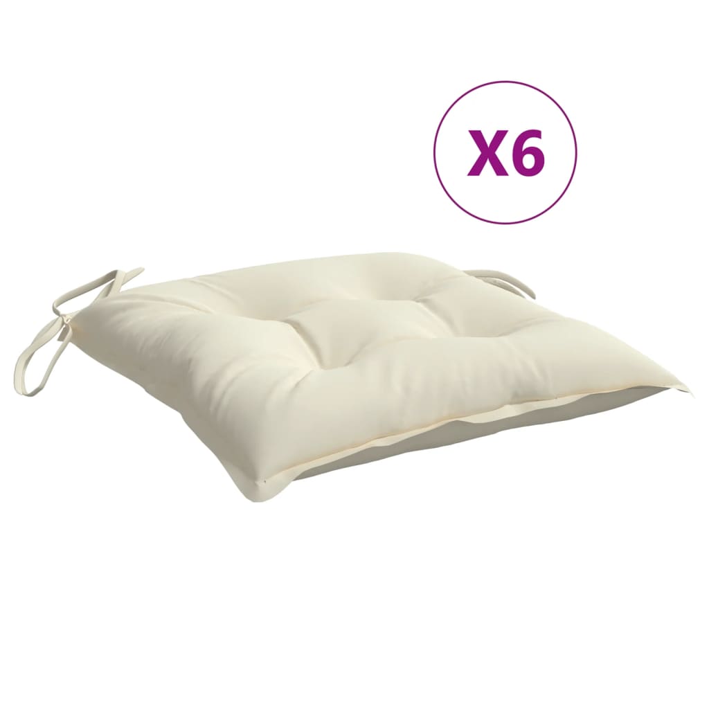 Stolsdynor 6 st gräddvit 50x50x7 cm oxfordtyg