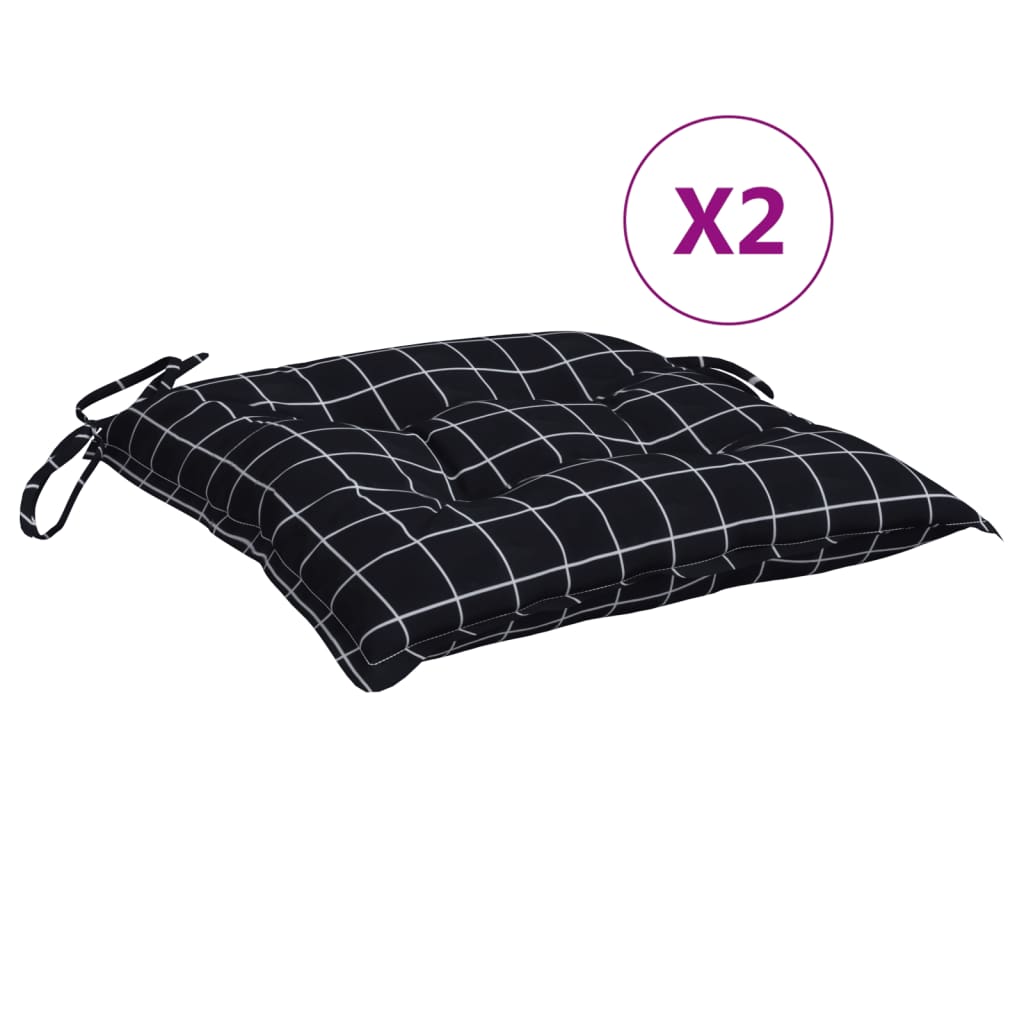 Stolsdynor 2 st svartrutig 50x50x7 cm oxfordtyg