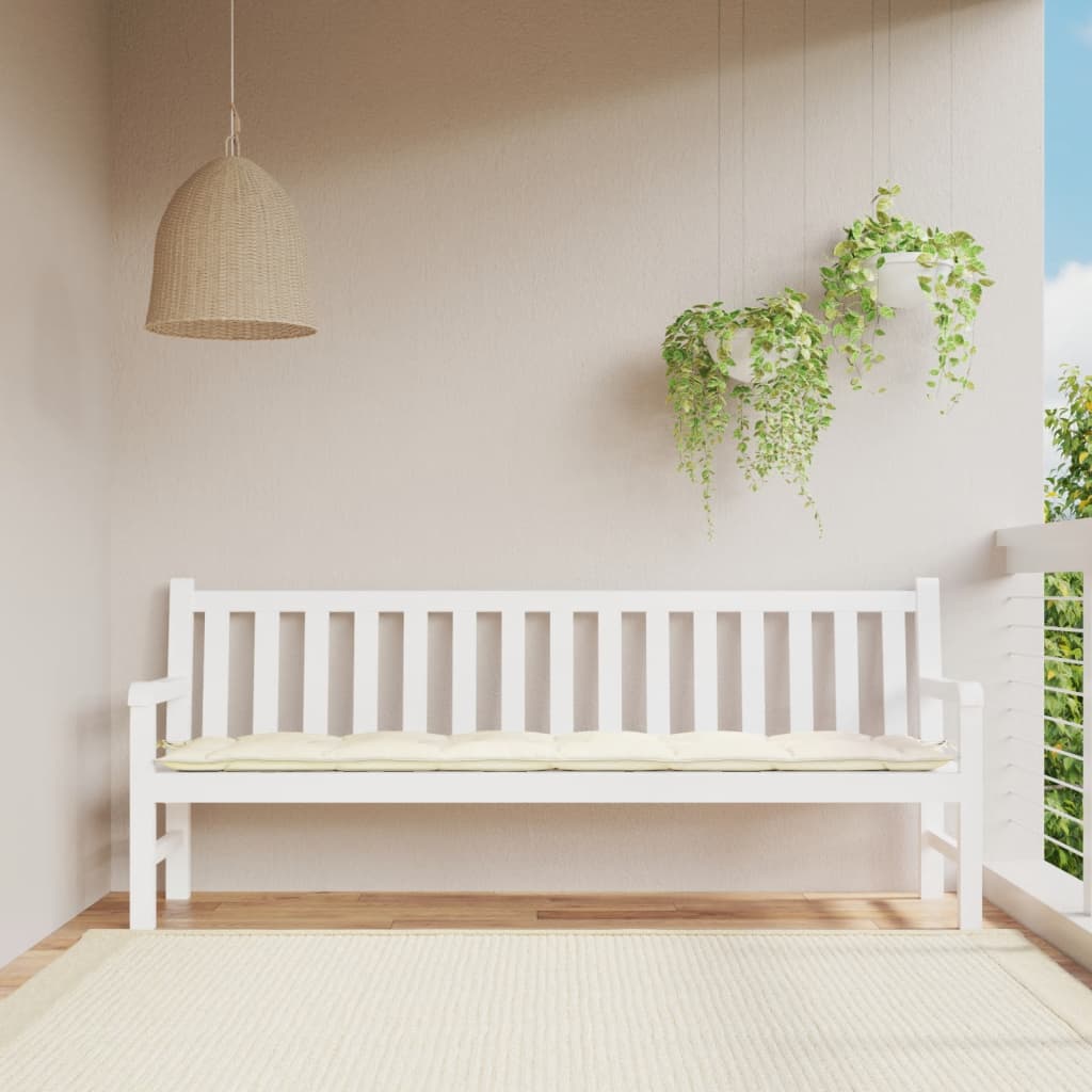 Bänkdyna för trädgården gräddvit 200x50x7 cm oxfordtyg