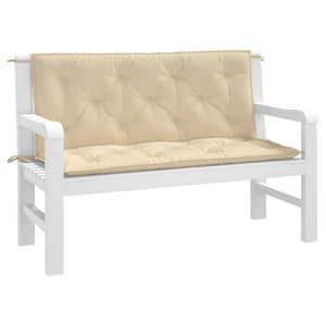 Bänkdynor för trädgården 2st beige 120x50x7cm oxfordtyg