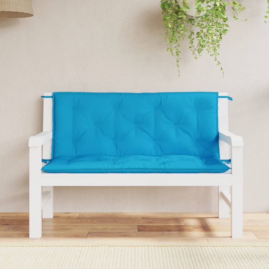 Bänkdynor för trädgården 2st ljusblå 120x50x7cm oxfordtyg