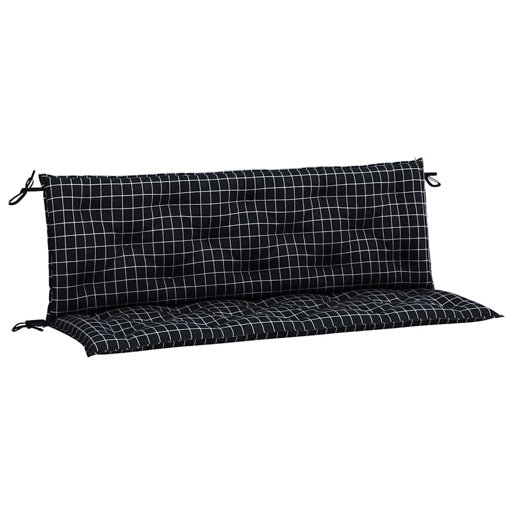 Bänkdynor 2st svartrutig 150x50x7 cm tyg