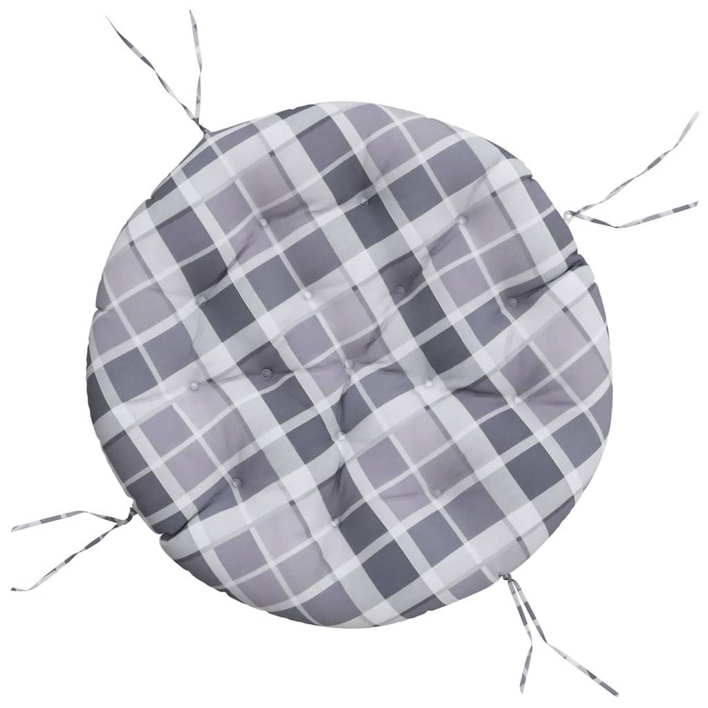Rund dyna grårutig Ø 100 x11 cm oxfordtyg