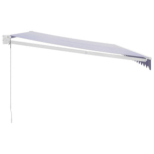 Markis infällbar blå och vit 5x3 m tyg och aluminium