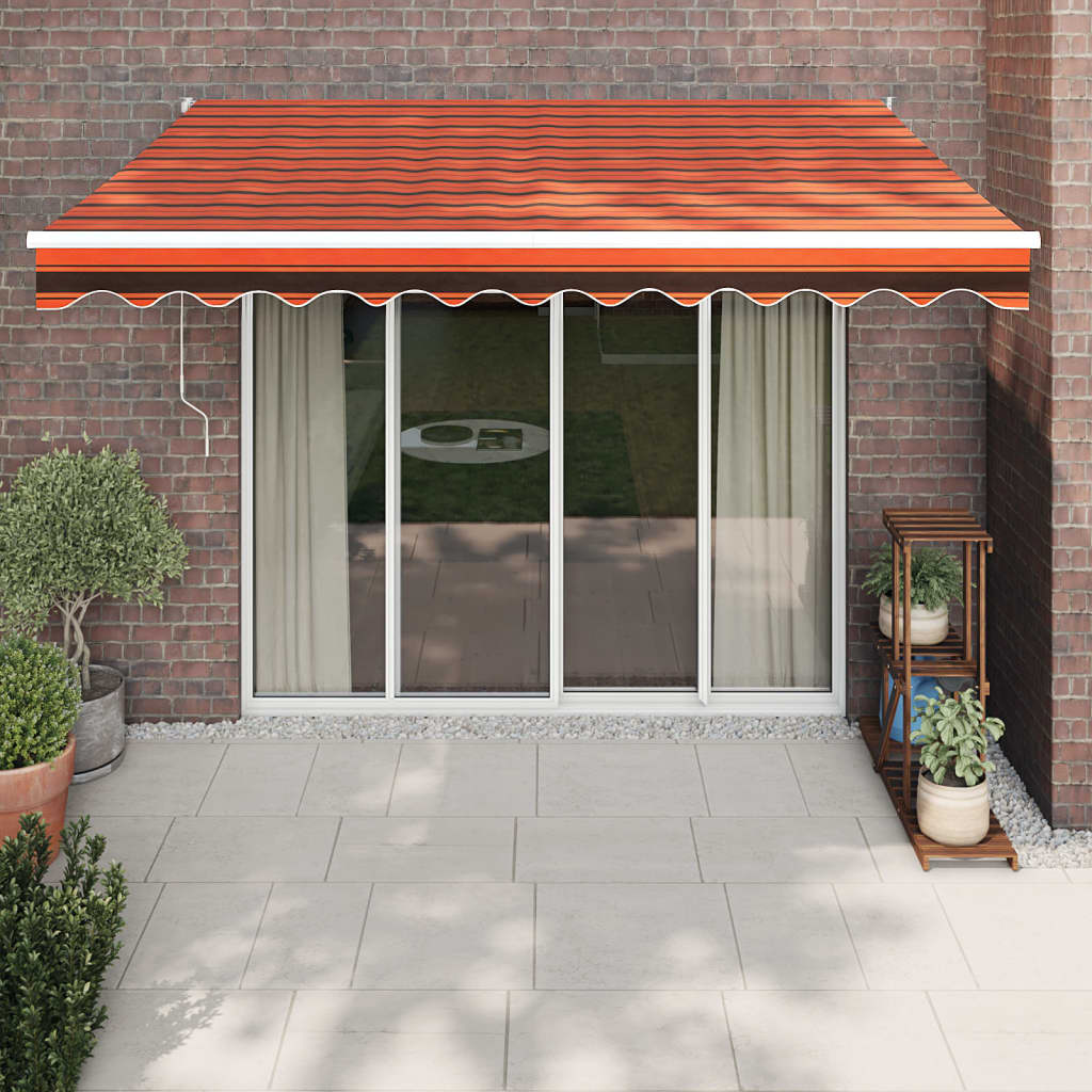 Automatisk infällbar markis orange och brun 3x2,5 m