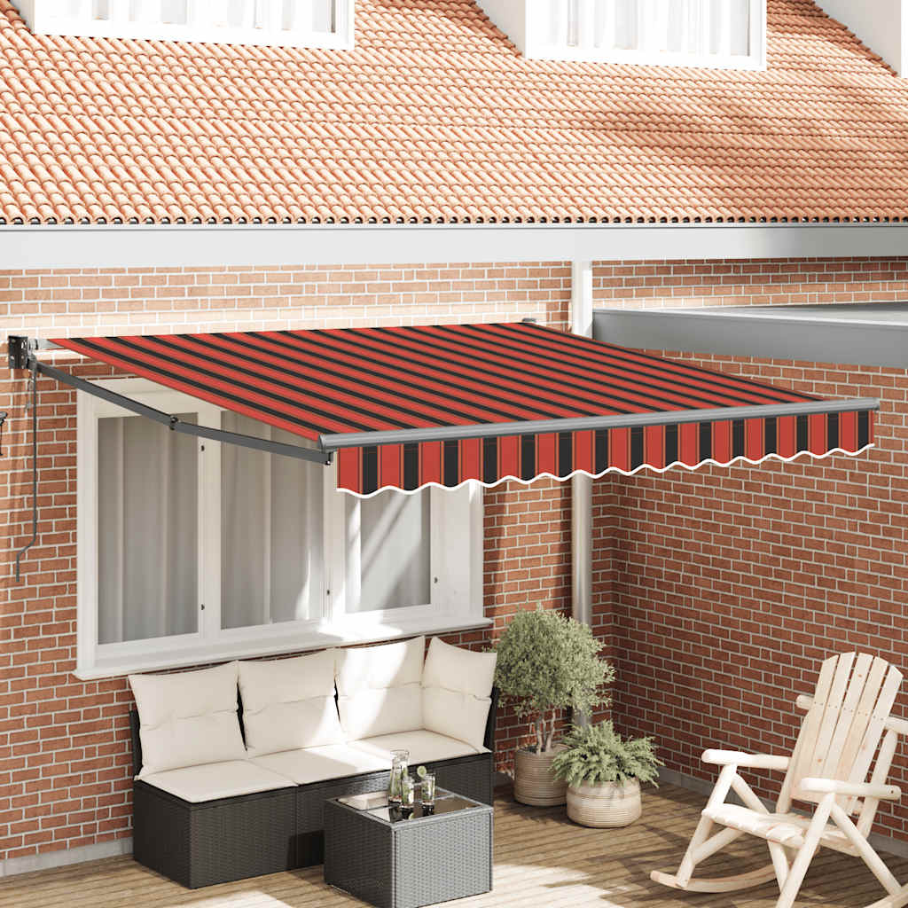 Automatisk infällbar markis orange och brun 3x2,5 m