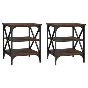 Sidobord 2 st brun ek 40x42x50 cm konstruerat trä