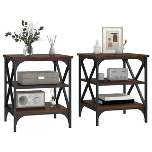 Sidobord 2 st brun ek 40x42x50 cm konstruerat trä