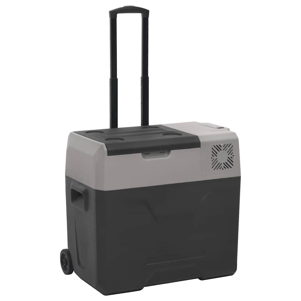 Kylbox med hjul & handtag 40 L svart & grå polypropylen