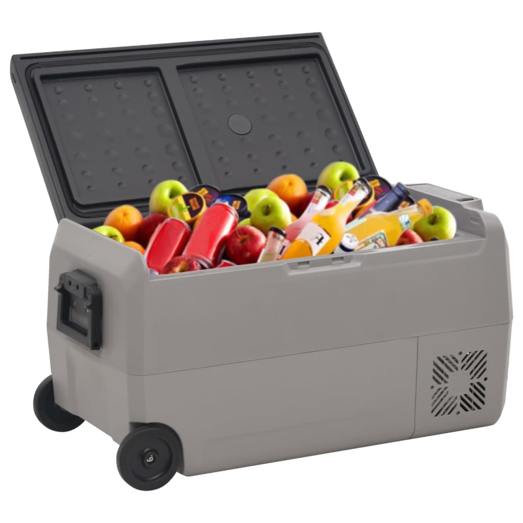 Kylbox med hjul & handtag 36 L svart & grå PP & PE