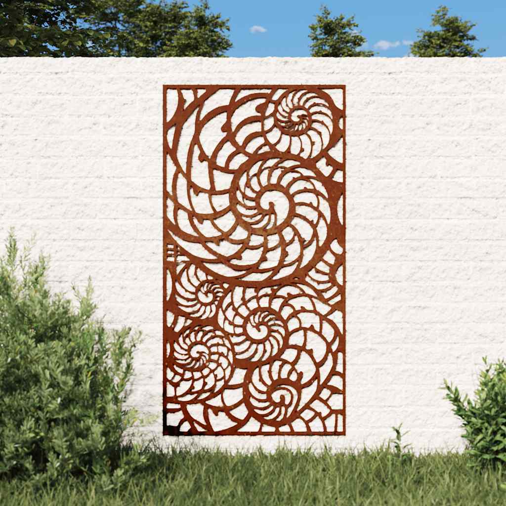 Väggdekoration 105x55 cm rosttrögt stål snäckskalsdesign
