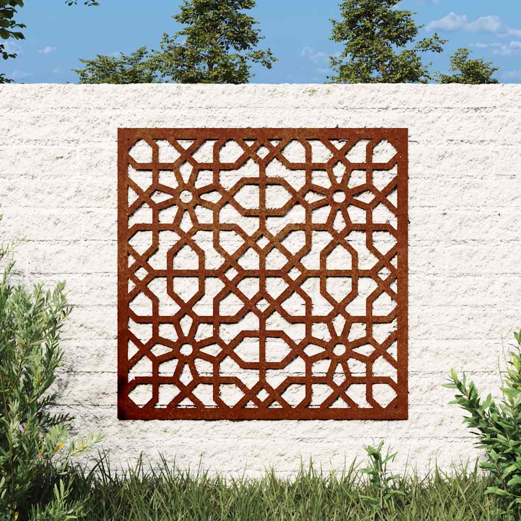 Väggdekoration 55x55 cm rosttrögt stål morisk design