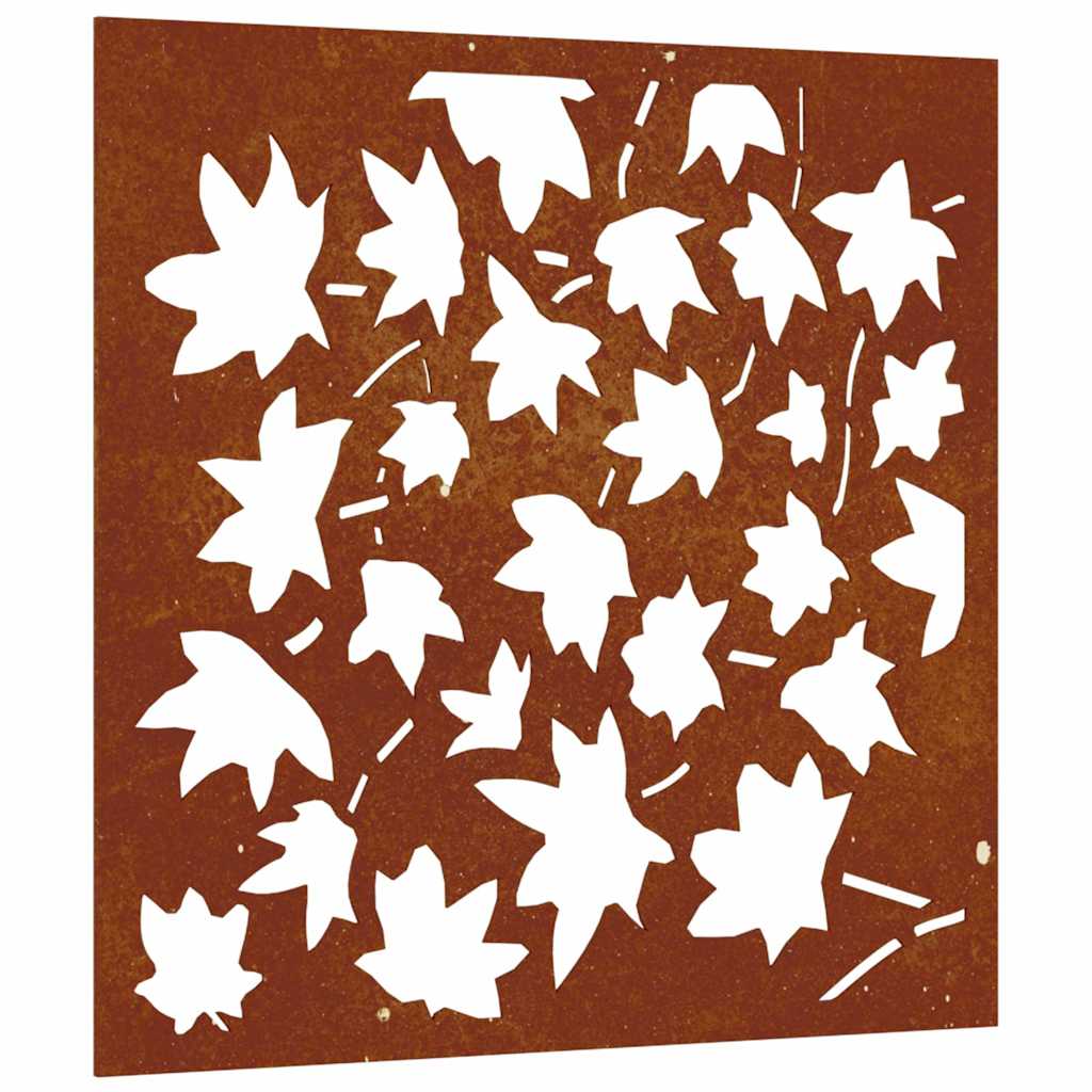 Väggdekoration 55x55 cm rosttrögt stål lönndesign