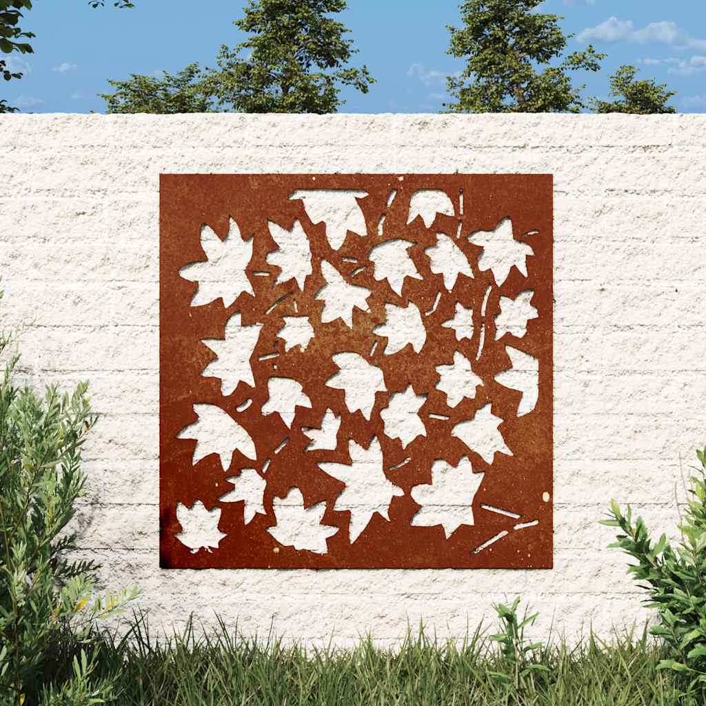Väggdekoration 55x55 cm rosttrögt stål lönndesign