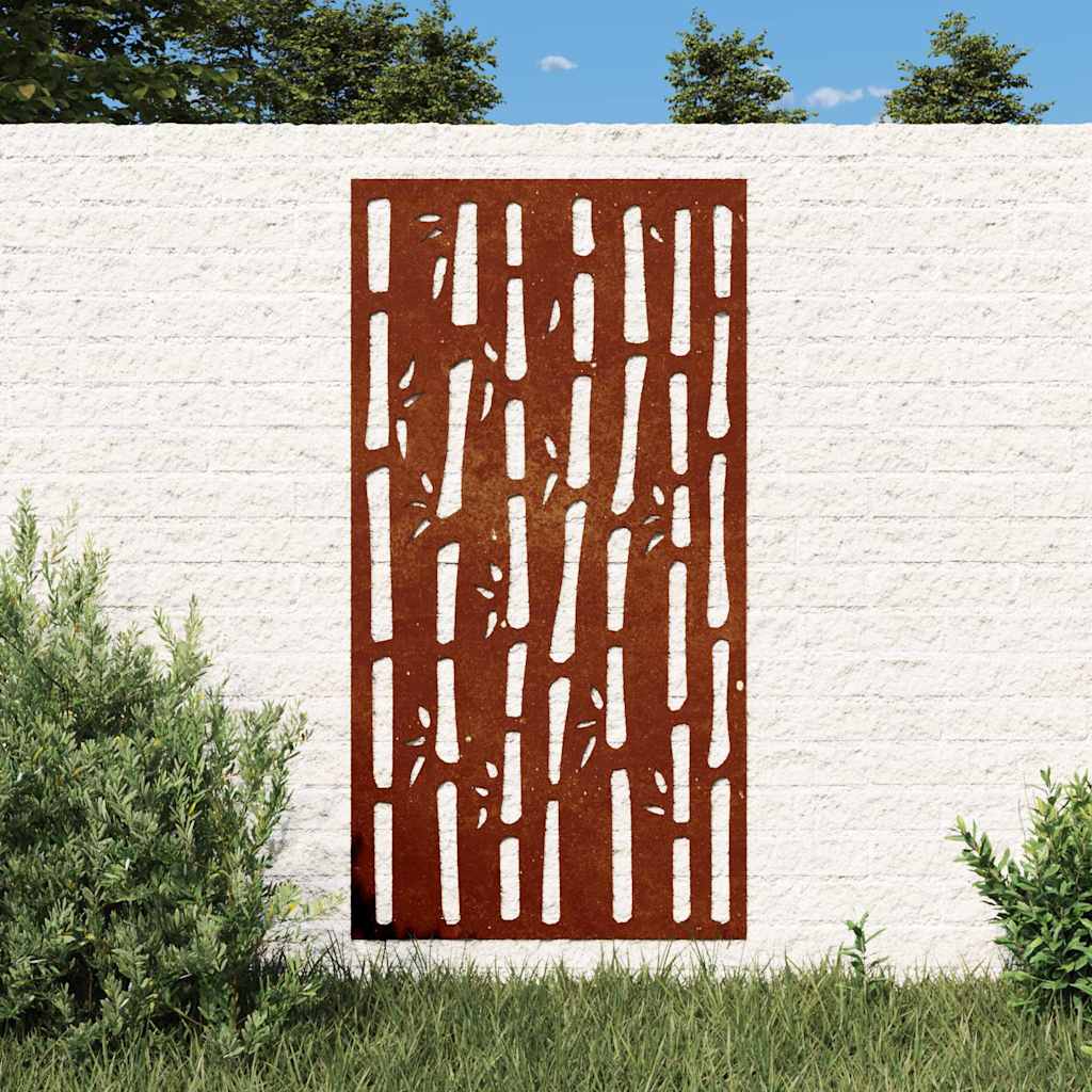 Väggdekoration 105x55 cm rosttrögt stål bambudesign