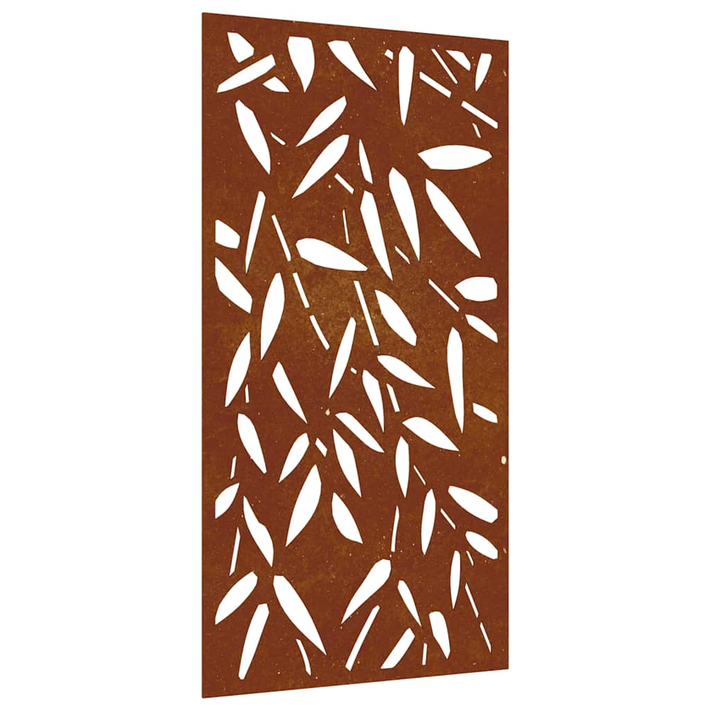 Väggdekoration 105x55 cm rosttrögt stål bladdesign