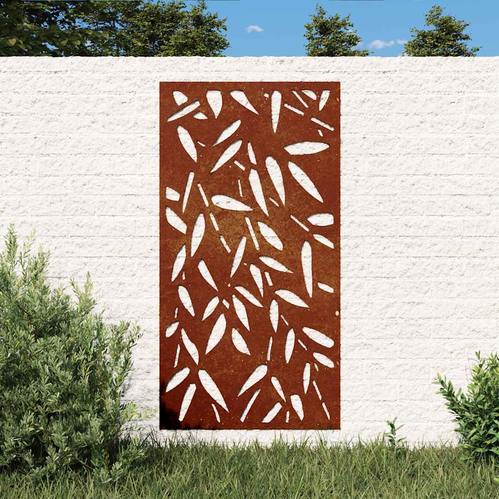 Väggdekoration 105x55 cm rosttrögt stål bladdesign
