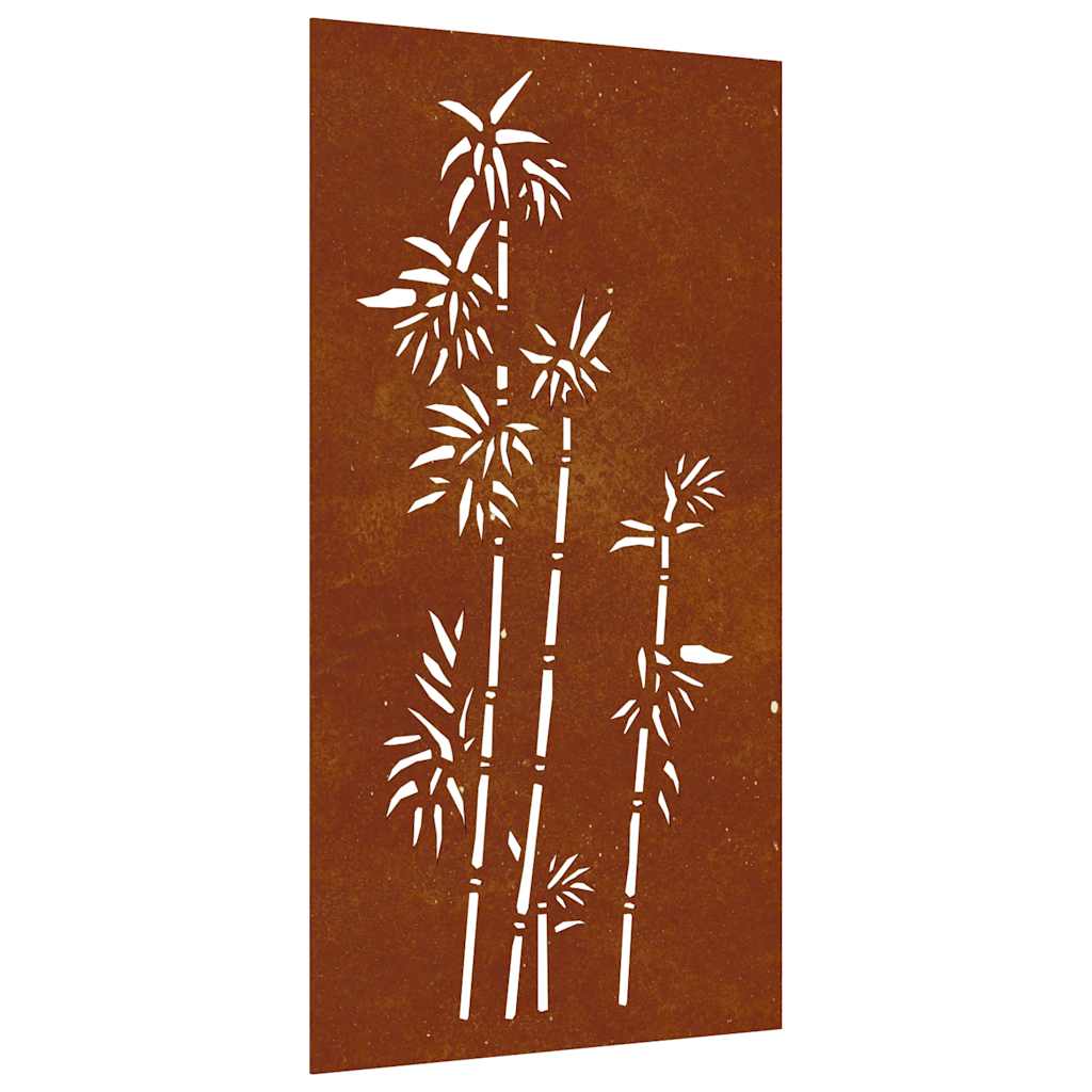 Väggdekoration 105x55 cm rosttrögt stål bambudesign