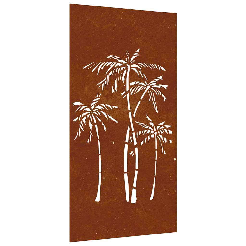 Väggdekoration 105x55 cm rosttrögt stål palmdesign