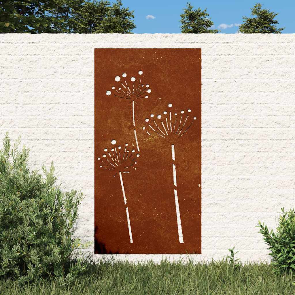 Väggdekoration 105x55 cm rosttrögt stål blomdesign