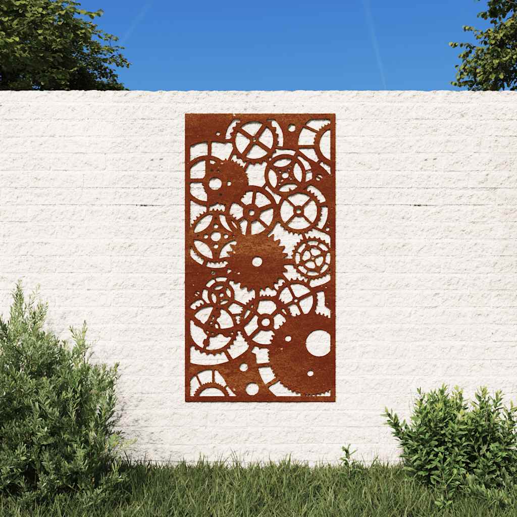 Väggdekoration 105x55 cm rosttrögt stål kugghjulsdesign