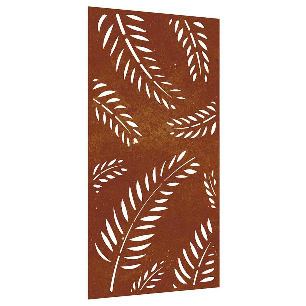 Väggdekoration 105x55 cm rosttrögt stål bladdesign