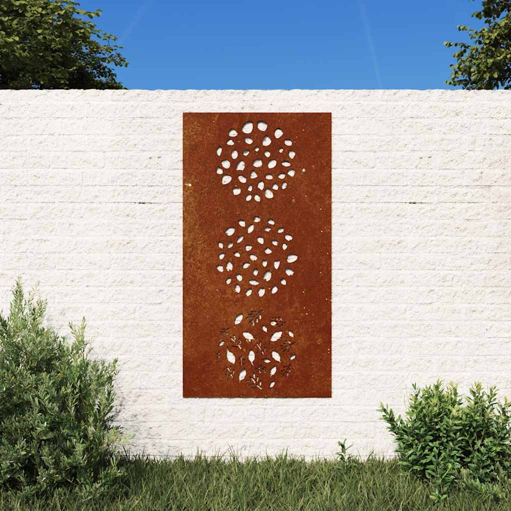 Väggdekoration 105x55 cm rosttrögt stål bladdesign
