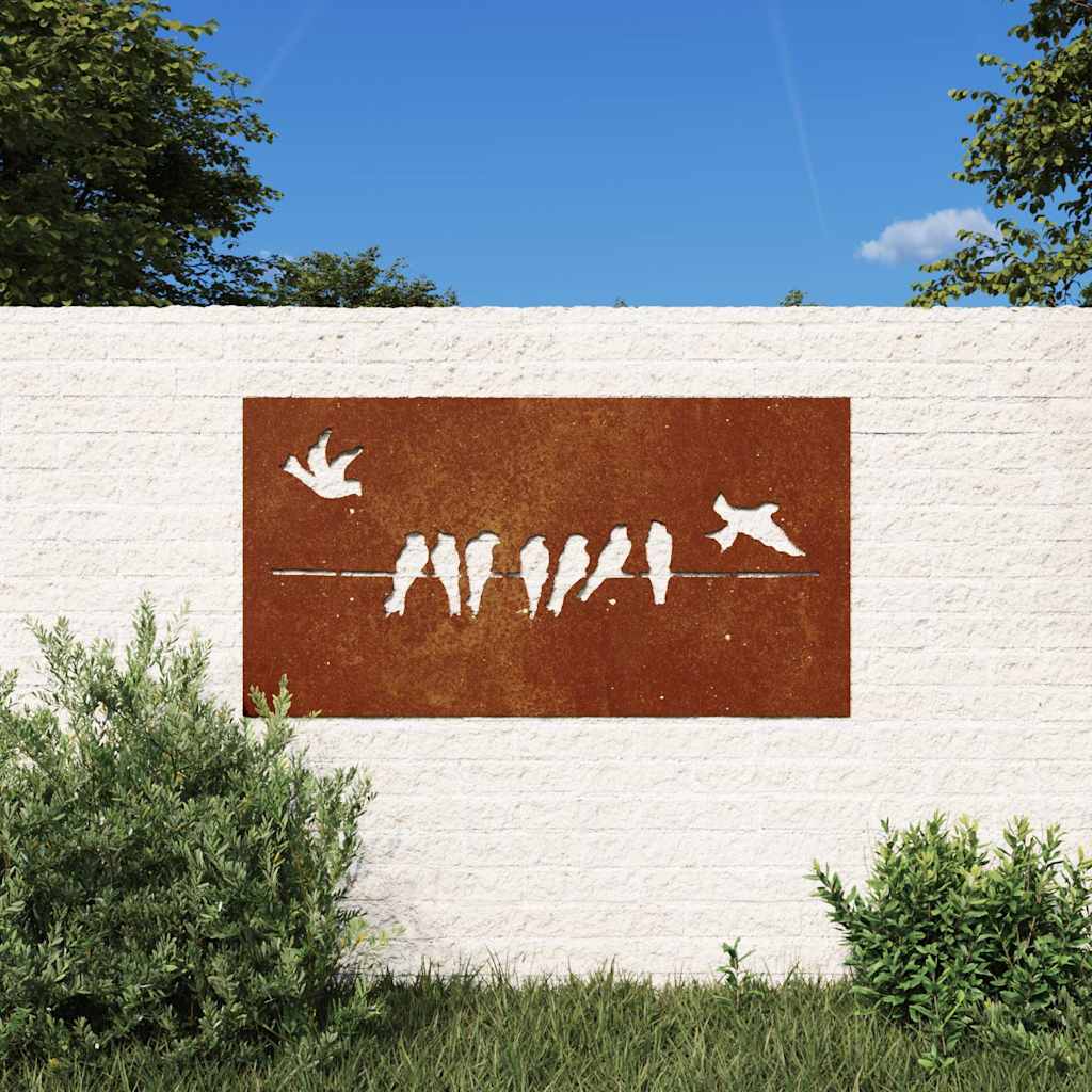 Väggdekoration 105x55 cm rosttrögt stål fågeldesign