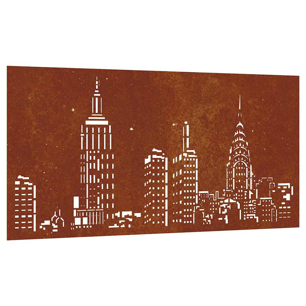 Väggdekoration 105x55 cm rosttrögt stål stadsdesign