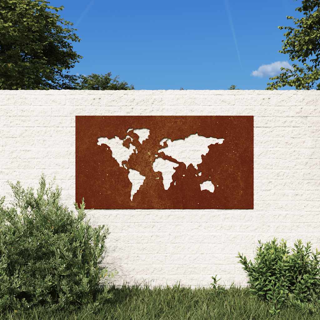 Väggdekoration 105x55 cm rosttrögt stål världsdesign