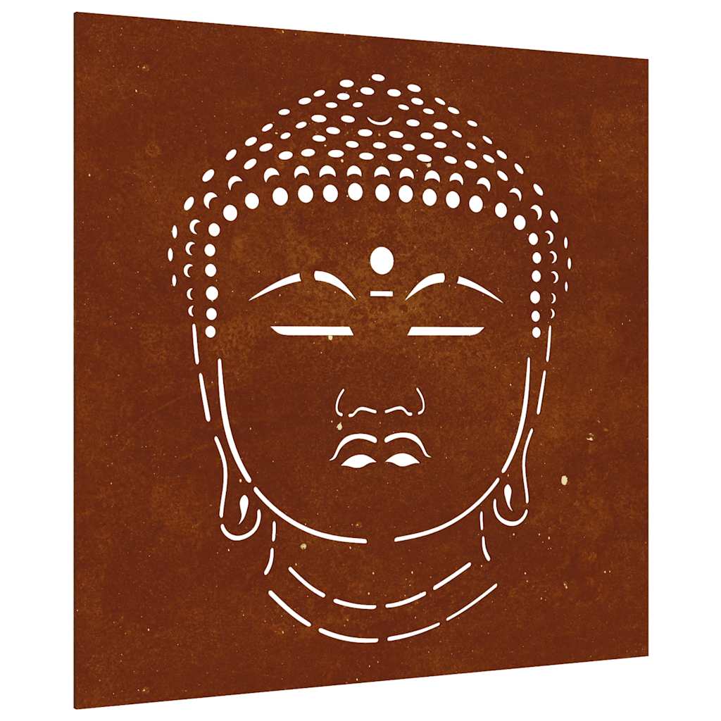 Väggdekoration 55x55 cm rosttrögt stål buddhadesign