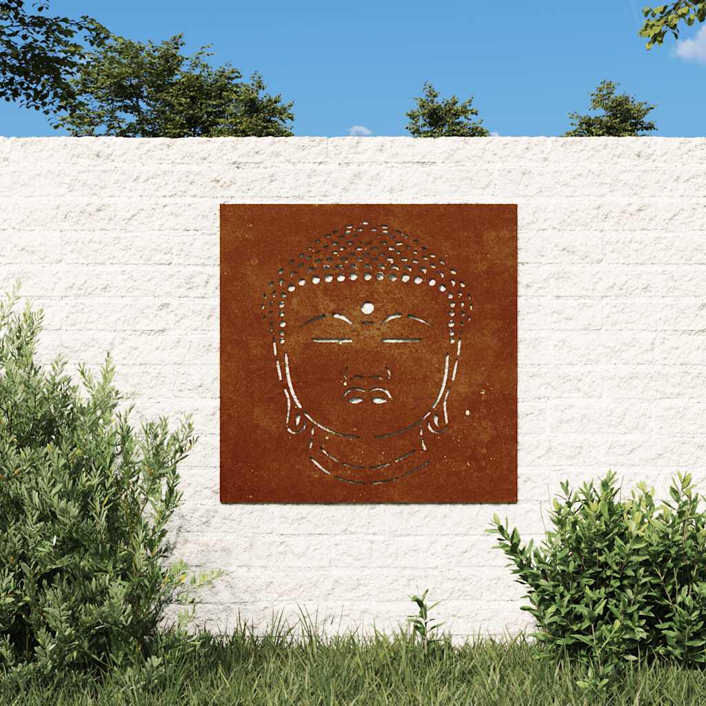 Väggdekoration 55x55 cm rosttrögt stål buddhadesign