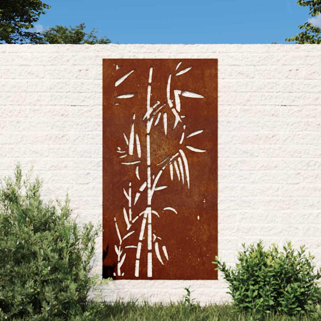 Väggdekoration 105x55 cm rosttrögt stål bambudesign