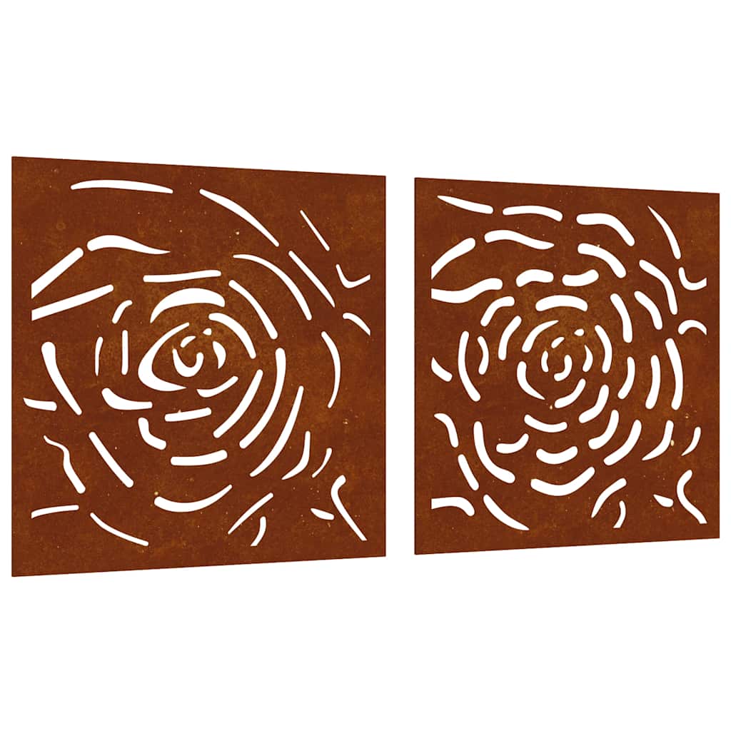 Väggdekorationer 3 delar 55x55 cm rosttrögt stål rosdesign