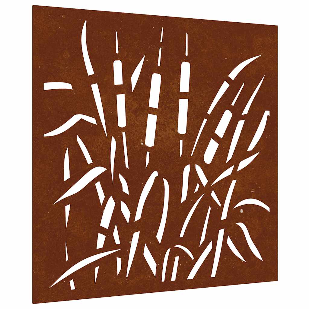 Väggdekoration 55x55 cm rosttrögt stål gräsdesign