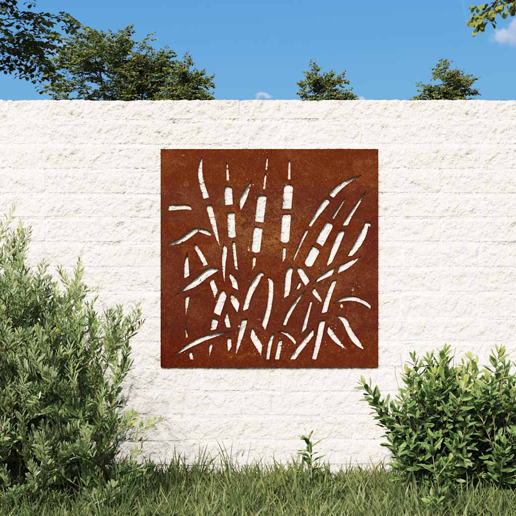 Väggdekoration 55x55 cm rosttrögt stål gräsdesign