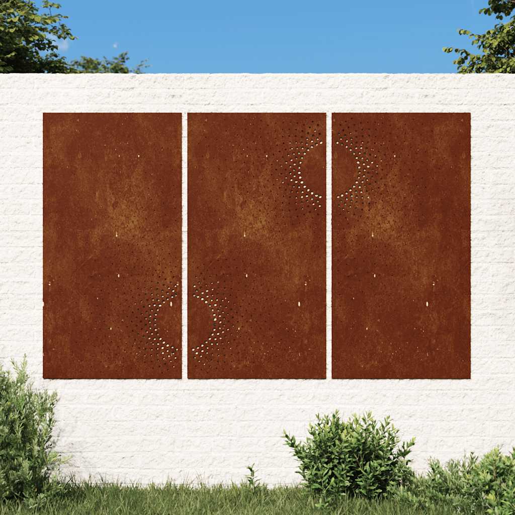 Väggdekorationer 3 delar 105x55 cm rosttrögt stål soldesign