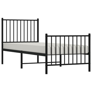 Sängram med huvudgavel och fotgavel svart metall 75x190 cm