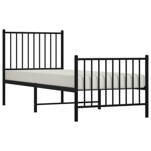 Sängram med huvudgavel och fotgavel svart metall 80x200 cm