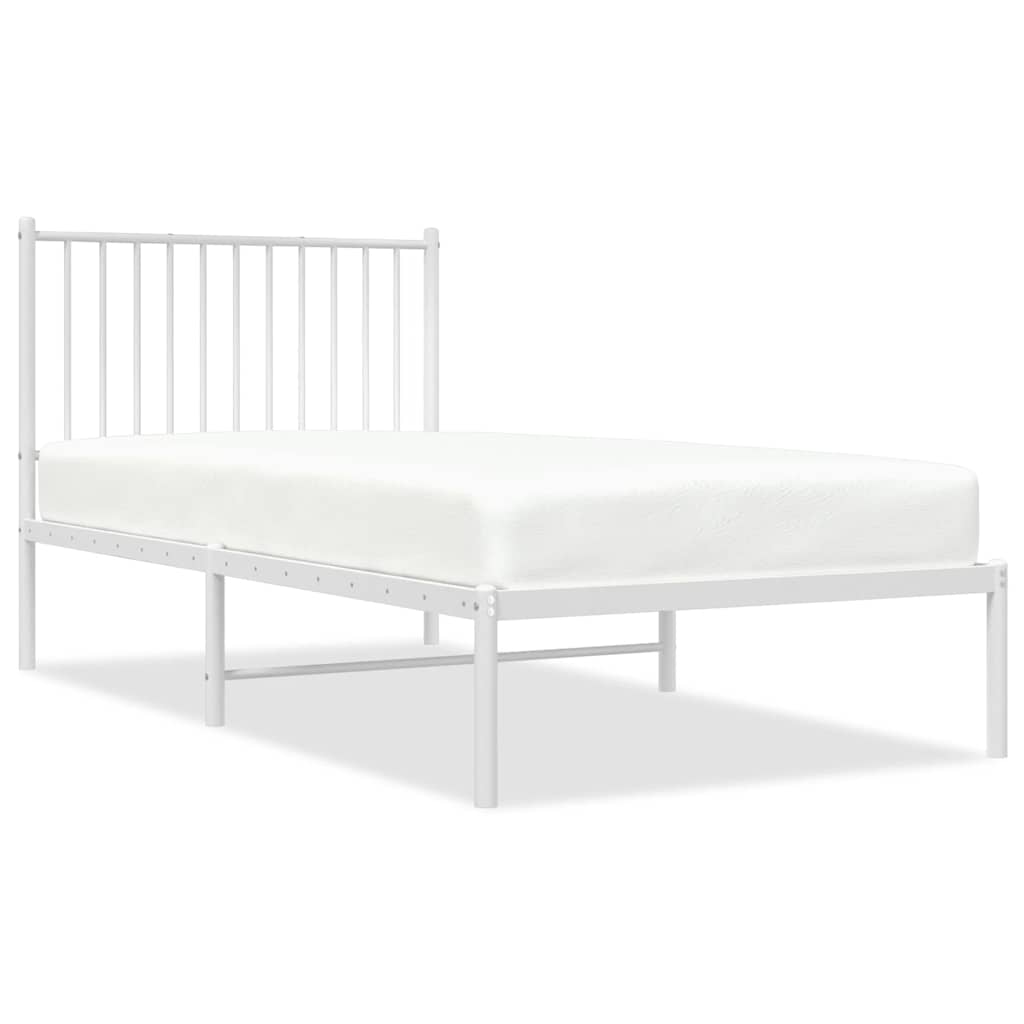 Sängram med huvudgavel metall vit 90x190 cm