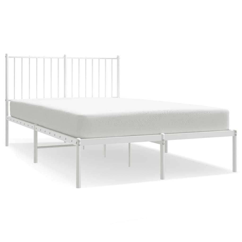 Sängram med huvudgavel metall vit 120x190 cm