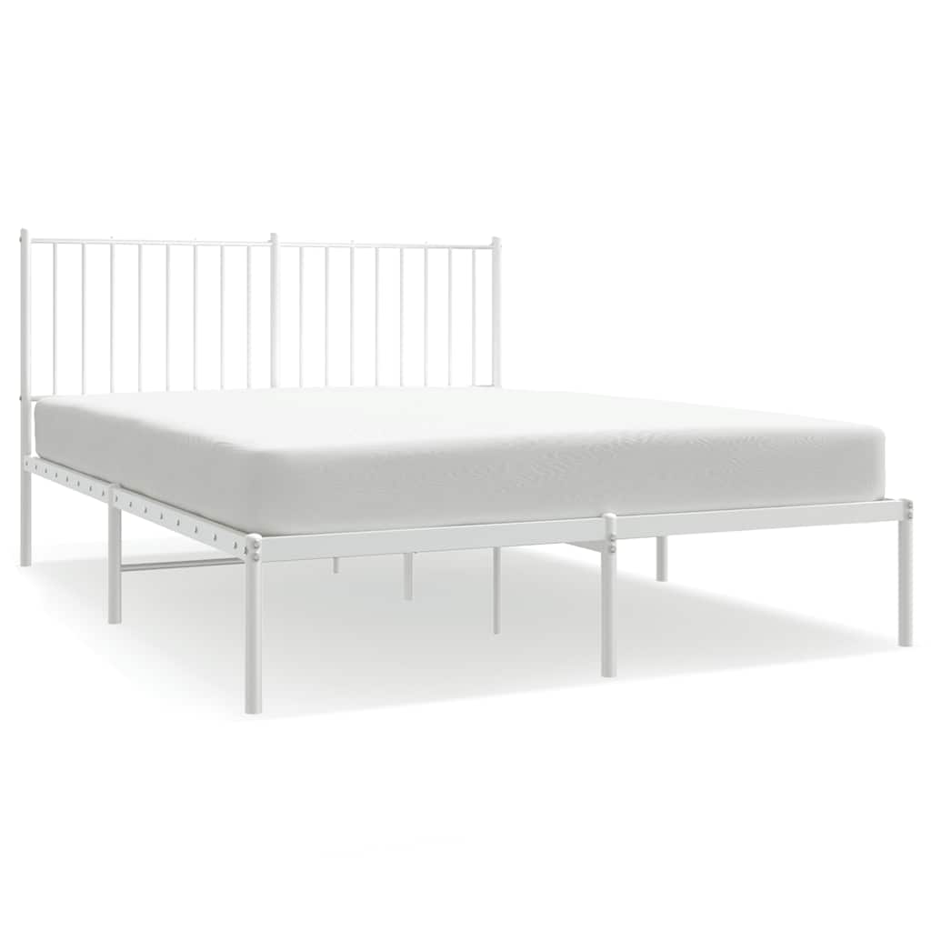 Sängram med huvudgavel metall vit 135x190 cm