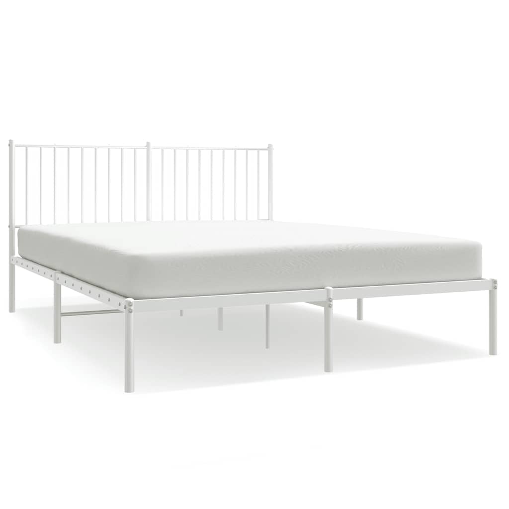 Sängram med huvudgavel metall vit 160x200 cm