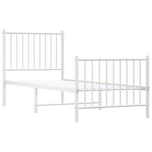 Sängram med huvudgavel och fotgavel vit metall 75x190 cm