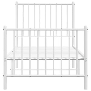 Sängram med huvudgavel och fotgavel vit metall 75x190 cm