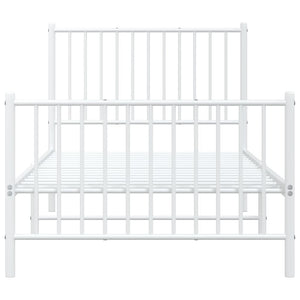 Sängram med huvudgavel och fotgavel vit metall 90x200 cm