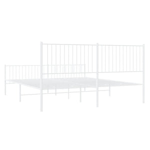 Sängram med huvudgavel och fotgavel vit metall 200x200 cm