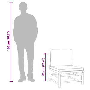 Loungegrupp för trädgården 2 delar ljusgrå dynor bambu